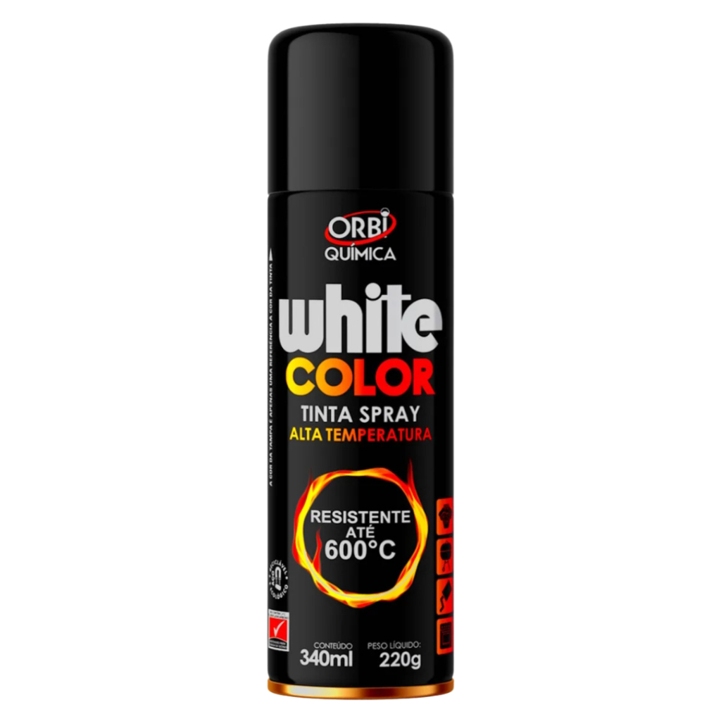 Tinta Spray Orbi 340ml Preto Fosco Resistente até 600°C em Oferta na Shopee