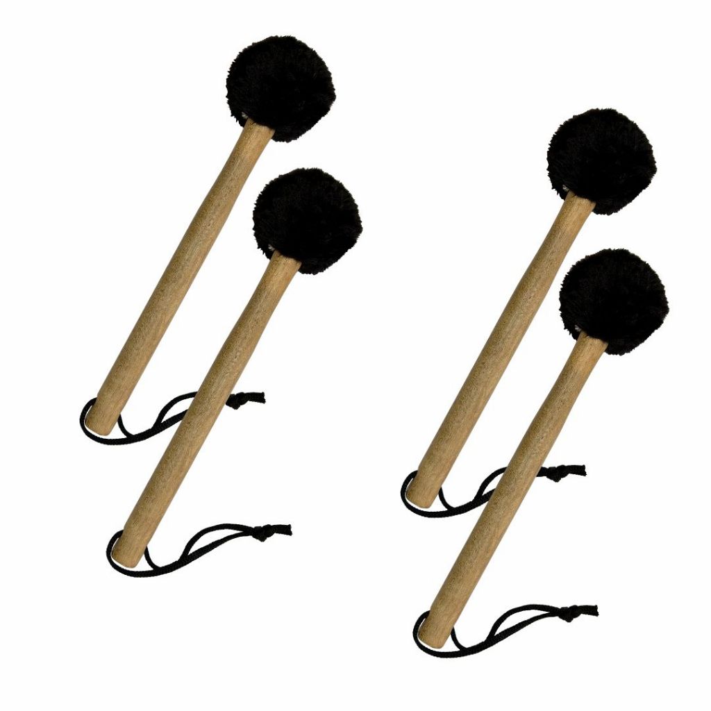 Kit C/4 Maçanetas Ponta Pelúcia Preta P/ Fanfarra / Surdo / Bumbo ( Baqueta / Banda Marcial )  - R2942