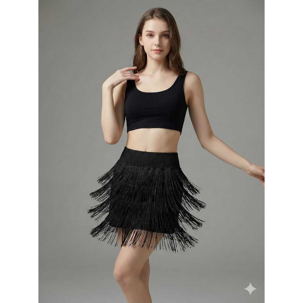 SAIA PRETA FRANJA A PRONTA ENTREGA em Oferta na Shopee