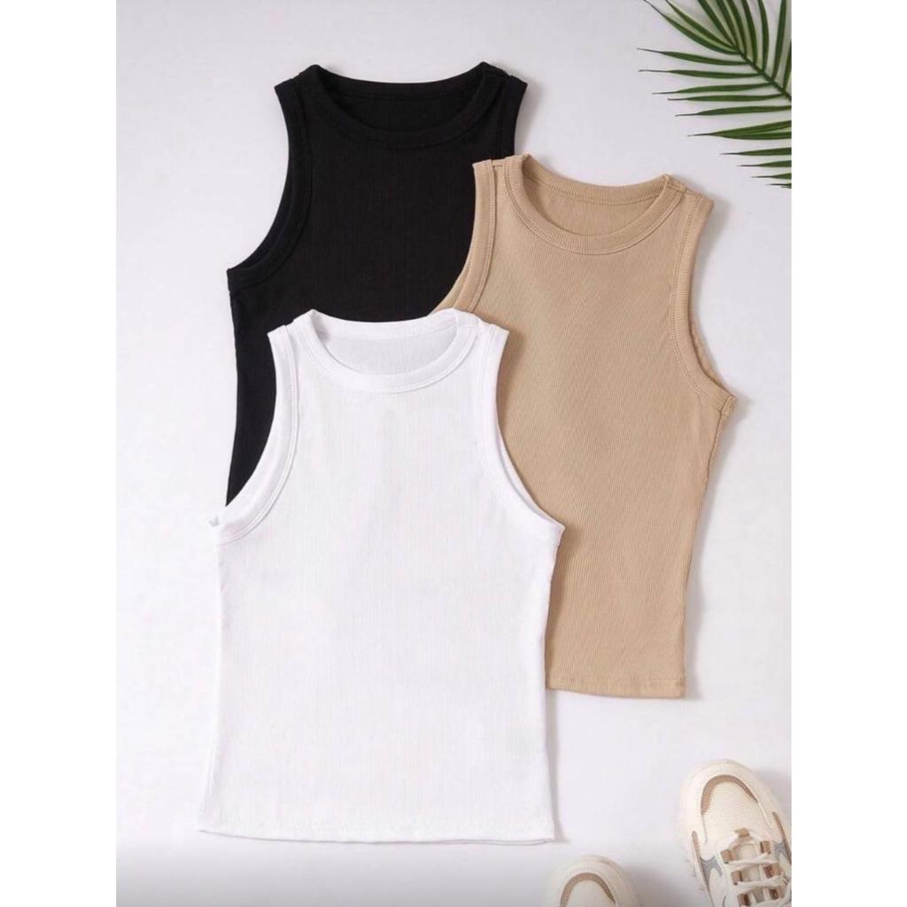 Regata Feminina Canelada Algodão com Elastano Ribana Blusinha Básica Estilosa