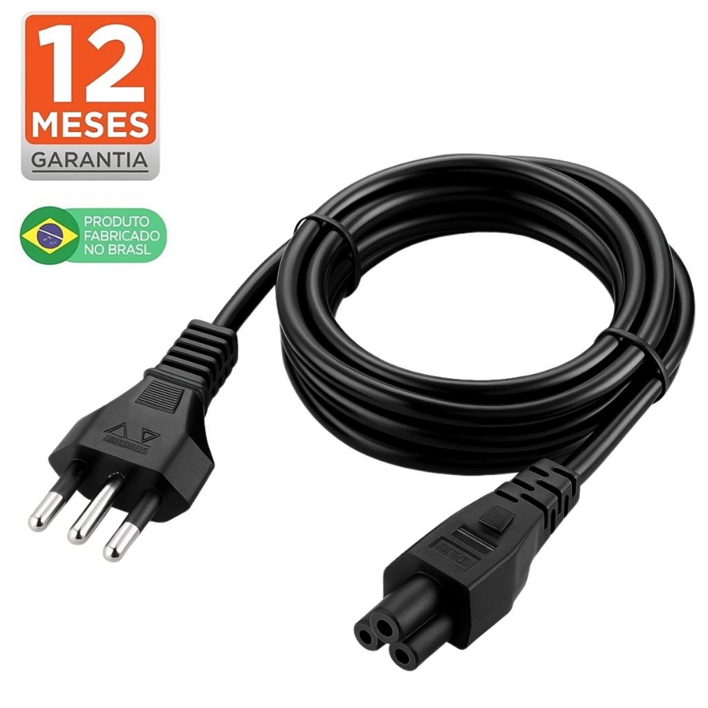 Cabo De Força Tripolar 10a 127/220v Para Fonte de Notebook Computador Monitor Impressoras Tv Ps3 Ps4