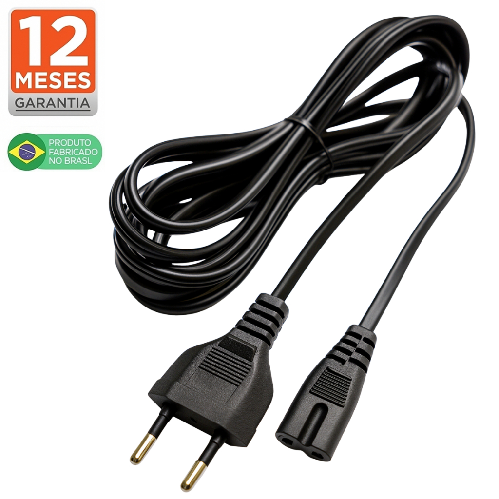 Cabo De Força Bipolar Energia Compatível com Tv Samsung Philco Ps4 Ps5 Xbox Impressoras em Oferta na Shopee