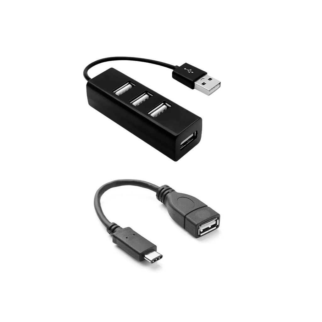 Kit Mobilador Hub USB 4 Portas + Cabo Adaptador OTG Usb Tipo-C Para Celular e Notebook