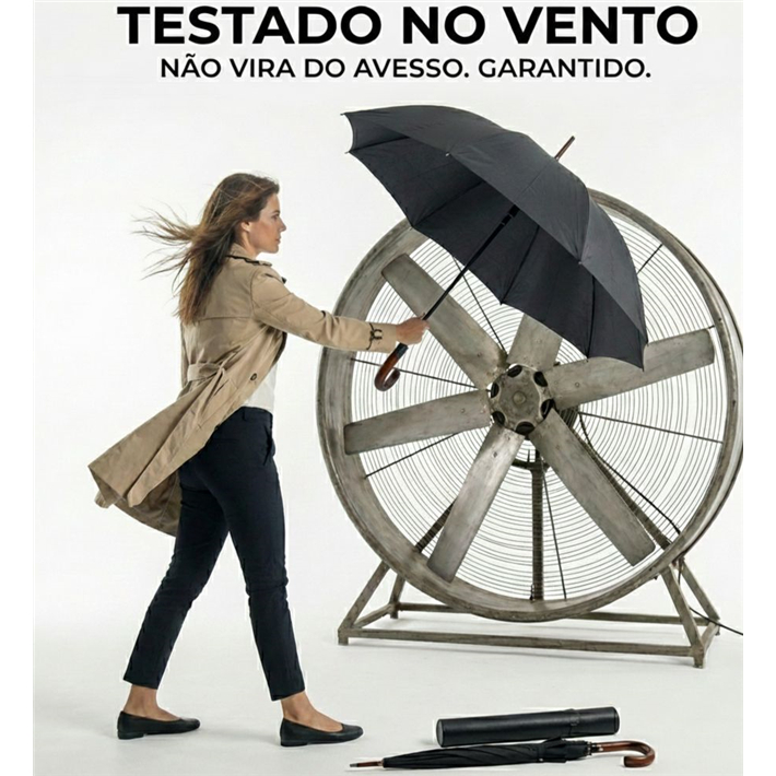 Guarda-Chuva Automático Resistente ao Vento - Dupla Vareta, Proteção UV