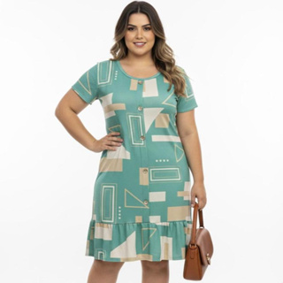 Vestido  Mídi com babado Feminino   Romantic Estampa Variavel  Plus Size  com Manga – Tamanhos M ao G3 em Oferta na Shopee