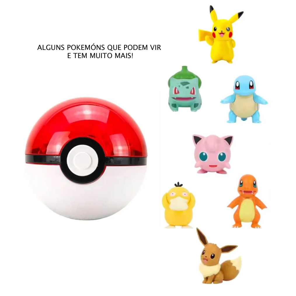 POKEBOLA SURPRESA VERMELHA brinquedo Decorativo com POKÉMON Sortido Clássico - Acessório Kawaii