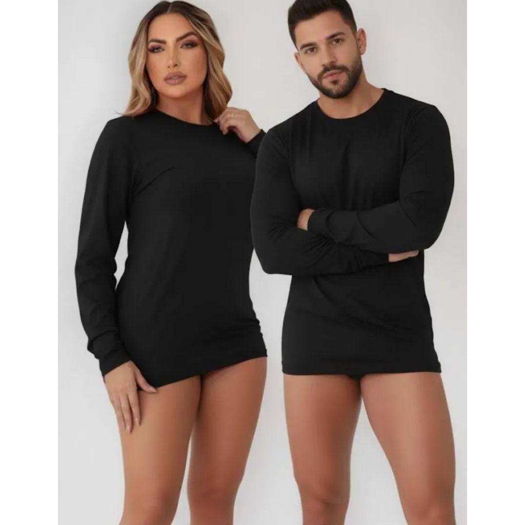 Camisa Térmica Proteção Uv 50+ Segunda Pele Camiseta Blusa Malha Fria Unissex Academia Manga Longa