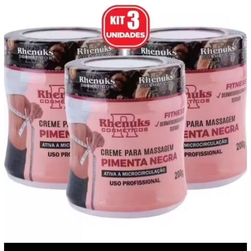 Creme de Massagem Pimenta Negra Rhenuks - Termogênico 200g