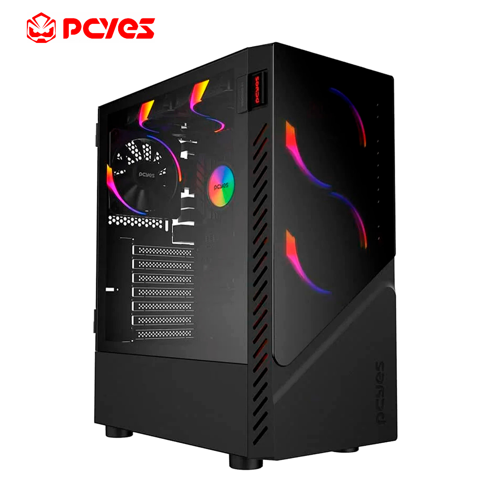 Gabinete Gamer Set Black Vulcan - Lateral Em Vidro - Pcyes