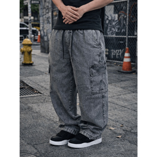 Calça Jeans Cargo Estonada Streetwear em Oferta na Shopee