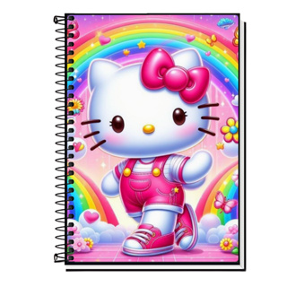 Caderno Hello Kitty | Infantil | Capa Dura & Espiral Resistente - 1,10,15 e 20 Matérias | Estilo Fofo | Volta às Aulas | em Oferta na Shopee