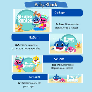 ETIQUETA ADESIVO ESCOLAR BABY SHARK PERSONALIZAMOS VARIOS TEMAS