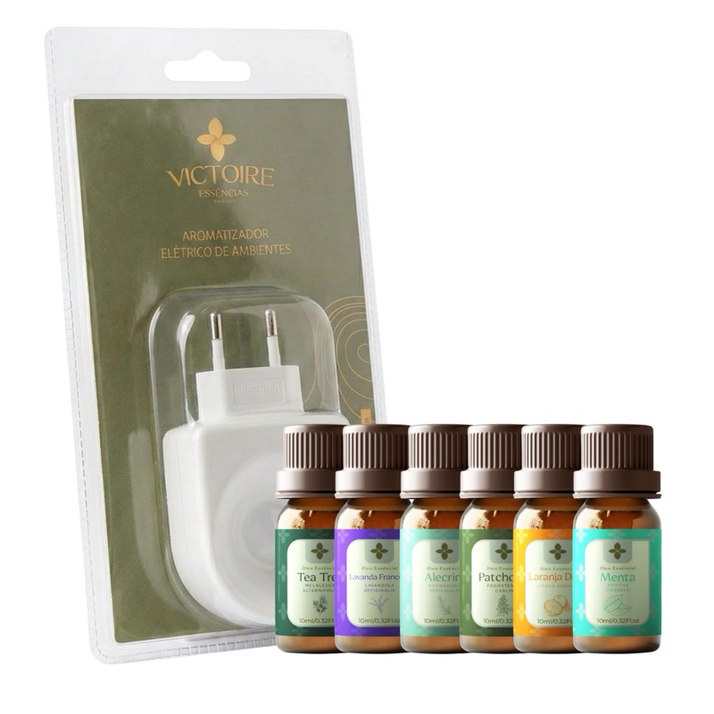 DIFUSOR ELÉTRICO PORCELANA +  6 ÓLEOS ESSENCIAIS DE 10ML ( LAVANDA/ MENTA/ALECRIM/PATCHOULY/LARANJA DOCE/MELALEUCA)