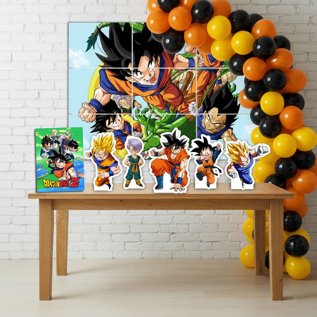 Kit Decoração Festa Infantil Painel + 5 Displays de mesa + 50 Bexigas - Dragon Ball em Oferta na Shopee