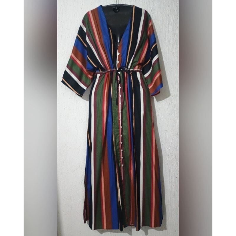 Vestido longo listrado | Vestido Chemise | Vestido Feminino Botão| Vestido Listrado