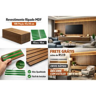 Kit 10 Até 200 Placas Ripados PREMIUM Revestimentos Painel Decorativo MDF Alta Qualidade 45cmx10cm em Oferta na Shopee