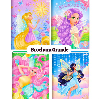Caderno Brochura GRANDE Capa Dura Infantil Menina 80 folhas ( Fada ) Jandaia2026 em Oferta na Shopee