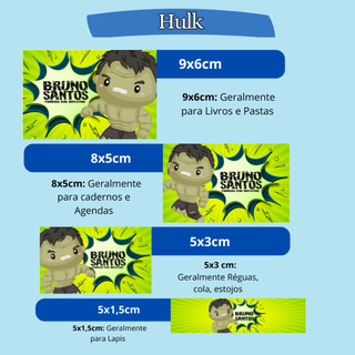 ETIQUETA ADESIVO ESCOLAR HULK PERSONALIZAMOS VARIOS TEMAS
