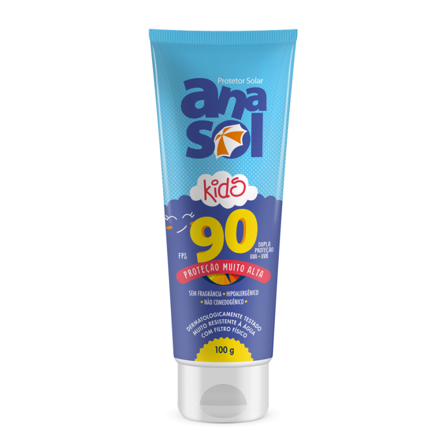 Kit Anasol Protetor Infantil FPS 90 Resistente a Agua 100g +Protetor Solar Facial FPS 50 60g