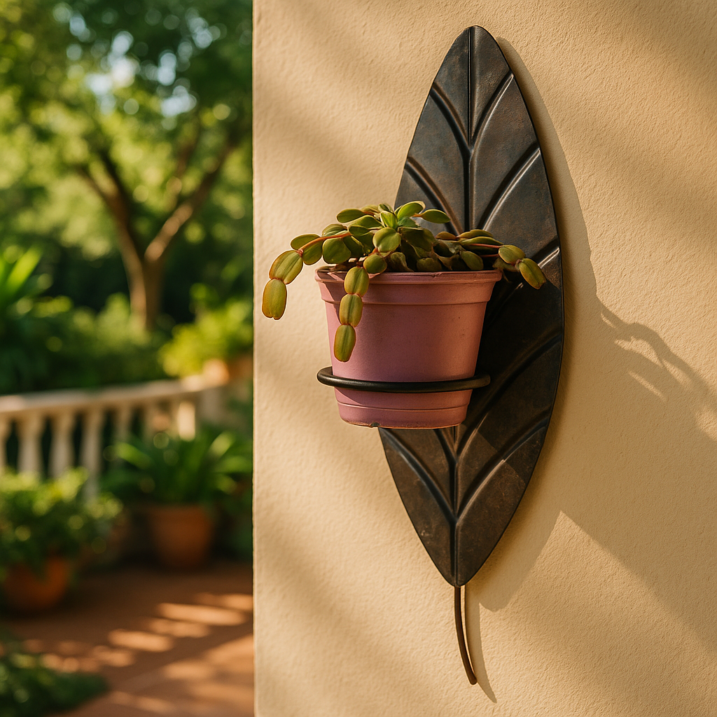 Suporte De Parede Para Planta Em Latão Folha Moldada Artesanalmente Floreira Rústica E Decorativa