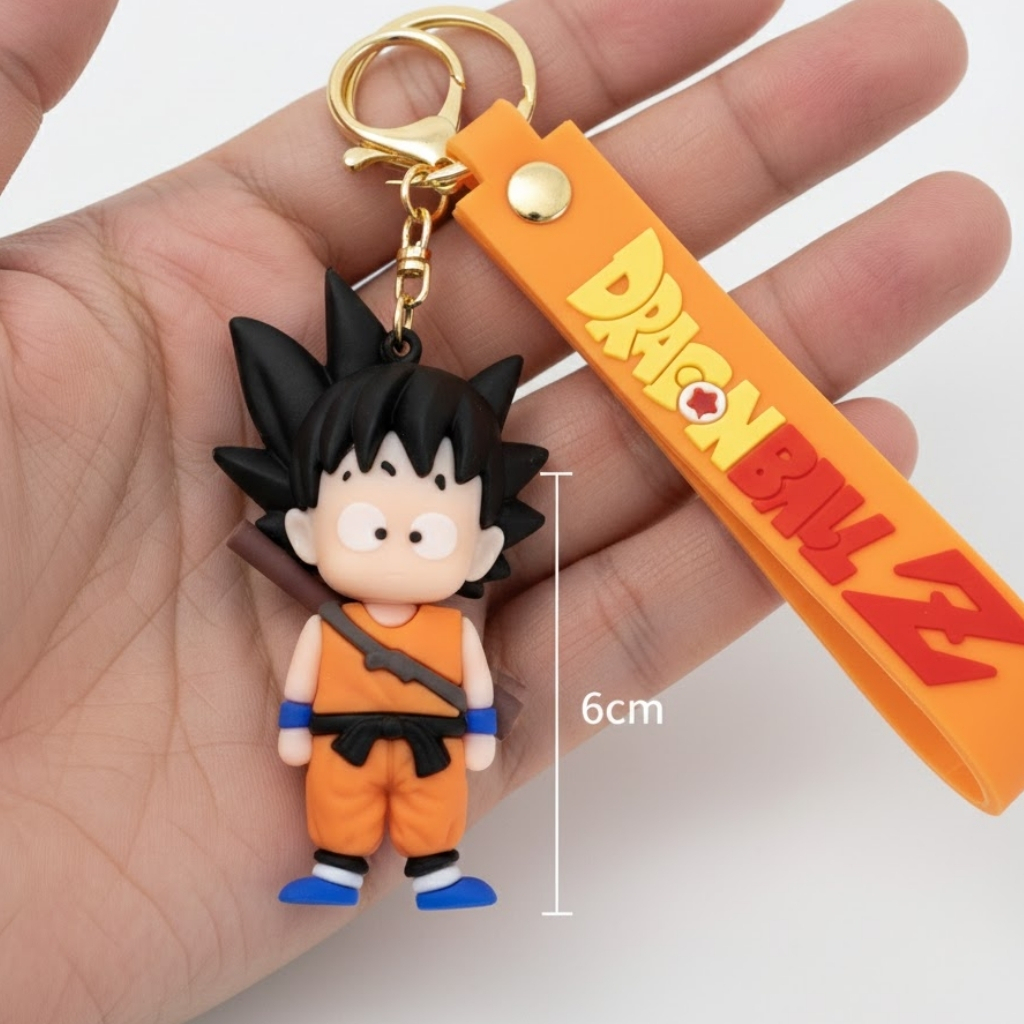 Chaveiro Boneco Goku Dragon Ball Z Anime Silicone 3D Premium Geek Miniatura Colecionável Presente