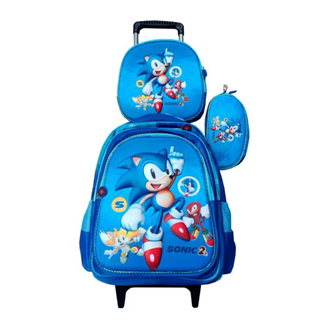 Kit Mochila (brilhante )de sonic com Rodinhas em 3D + Lancheira Térmica + Estojo Escolar Menino Alto Relevo em Oferta na Shopee