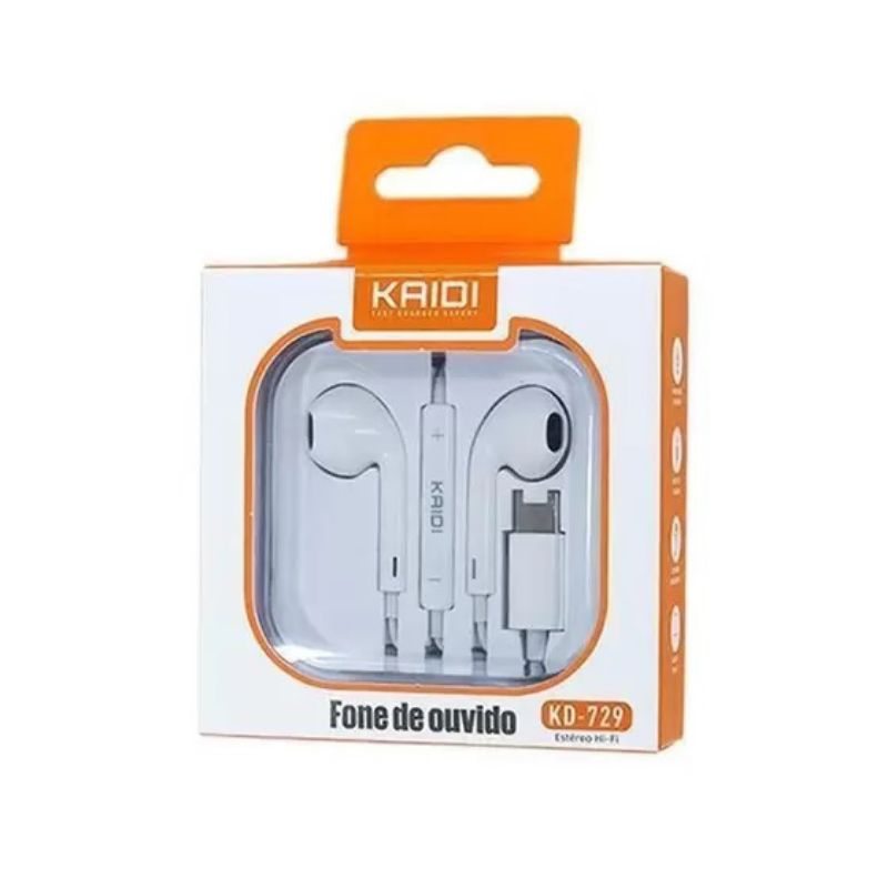 FONE DE OUVIDO TIPO LIGHTNING COM MICROFONE KAIDI REF KD-730