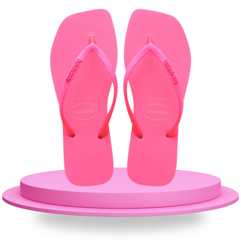 Chinelo Havaianas Slim Square Glitter Neon