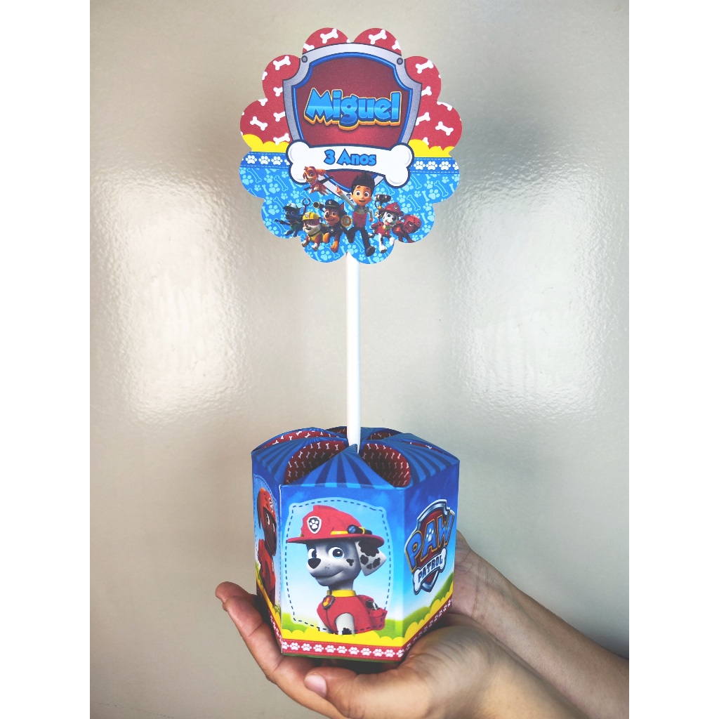 Kit 10 Unidades Centro de Mesa Chá de Bebê Festa Patrulha Canina Tamanho Grande em Oferta na Shopee