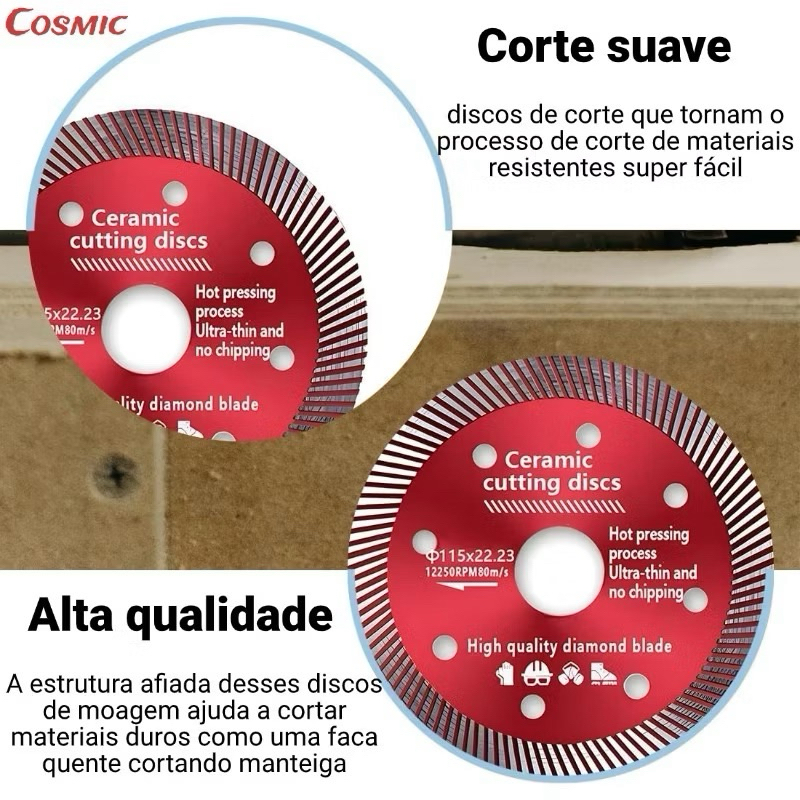 Kit 3 ou unidade Disco De Corte Diamantado Para Porcelanato 105mmx20mm Ferramenta muito útil