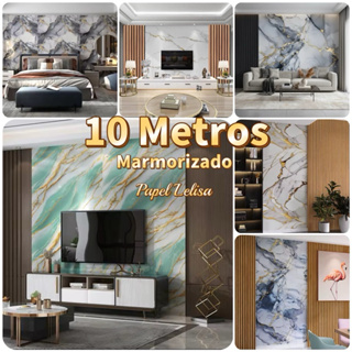 Papel de Parede Marmorizado 10 METROS x 45CM Adesivo Autocolante para Sala, Quarto em Oferta na Shopee