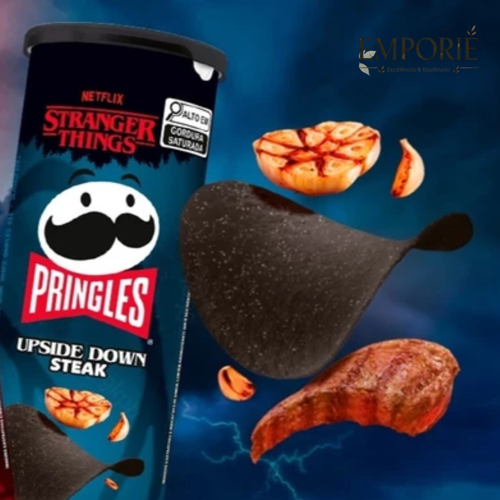 Batata Pringles Netflix Stranger Things Upside Down Steak Carne Defumada com Alho 100g EDIÇÃO LIMITADA COLECIONAR