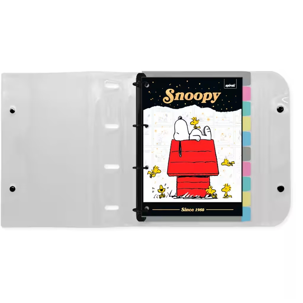 Fichário Universitário 4 Argolas com 200 Folhas, Snoopy