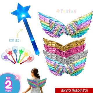 Acessório Fantasia Fada Carnaval Asa de Anjo Fadinha Unicórnio Varinha Led Pisca em Oferta na Shopee