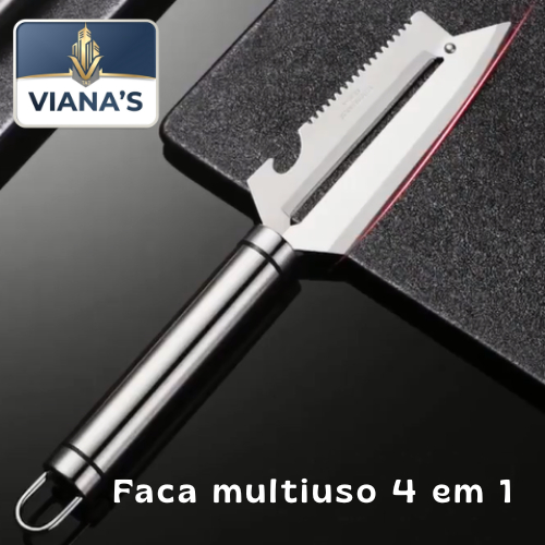 Faca multiuso inox Descascador Fatiador Descamador Abridor multifuncional 4 em 1 utensílio cozinha