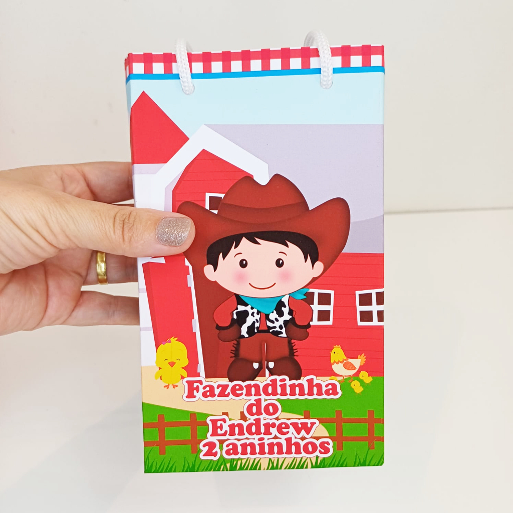 Sacolinhas Surpresa Personalizada P | Fazendinha Vermelha | PEGUE E MONTE | Lembrancinha Festa