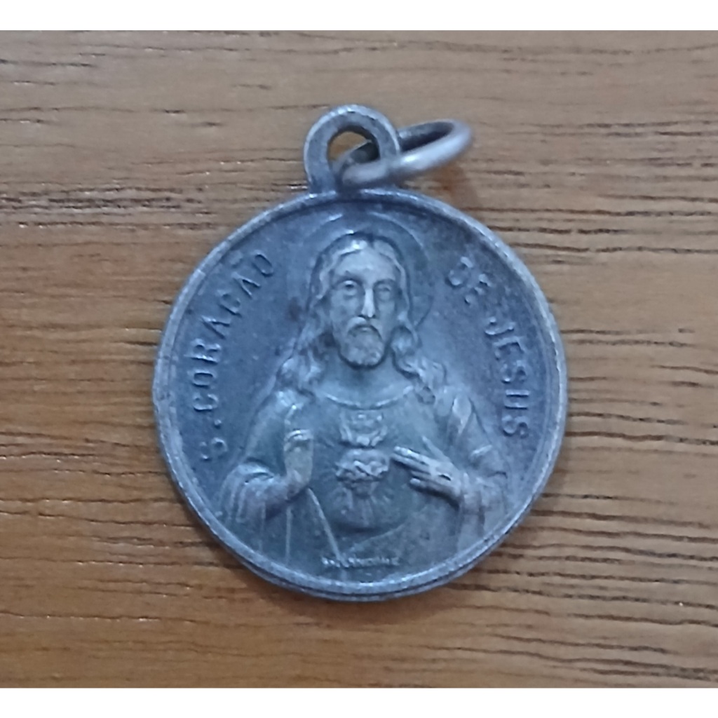 Medalha Antiga Sagrado Coração de Jesus e Maria