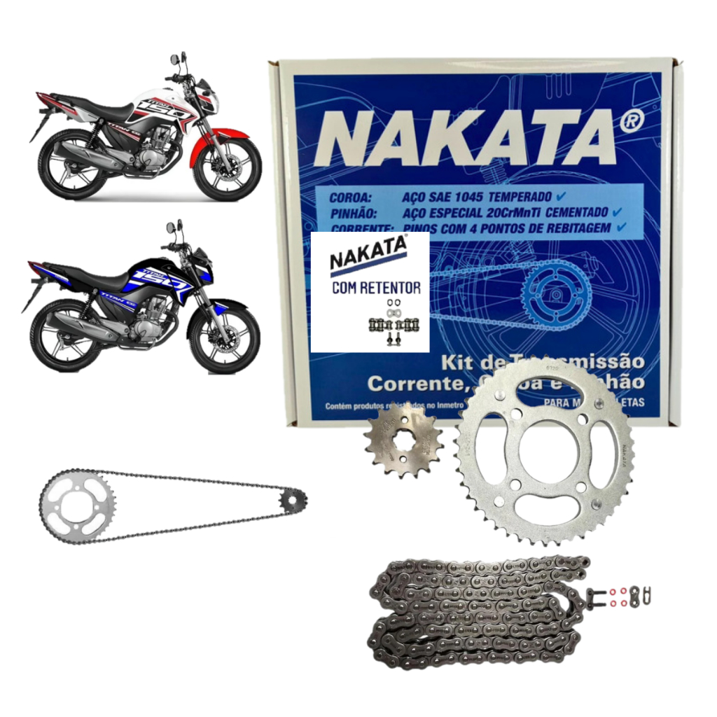 Kit Quite Relação Transmissão Tração Honda Cg Titan Fan 150 2004 à 2015 Com Retentor Original Nakata em Oferta na Shopee