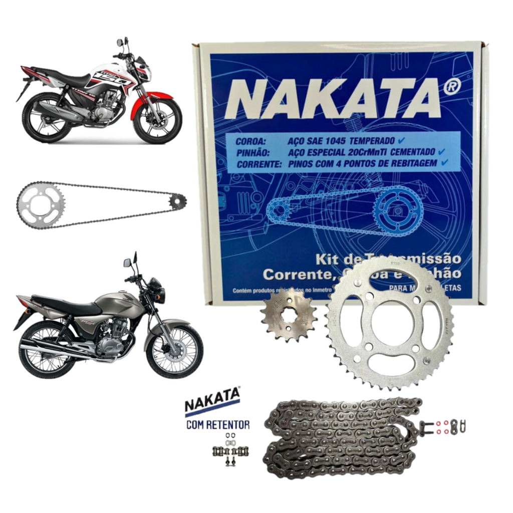 Kit Relacao Tracao Transmissao Honda Cg Titan Fan 150 2004 à 2015 Com Retentor Original Nakata