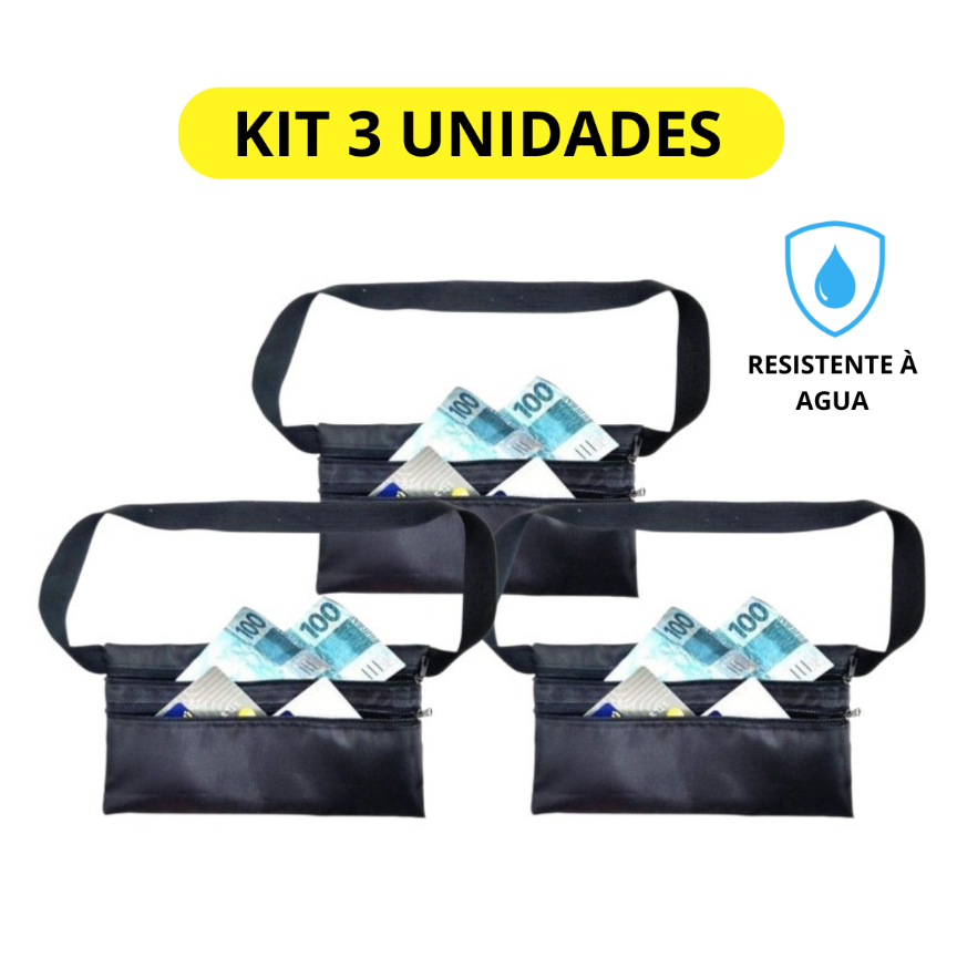 Kit 3 Pochetes Porta Dolar Anti-furto Doleira De Cintura Ajustavel Porta Celular Cartão Dinheiro Escondido Plastificada em Oferta na Shopee