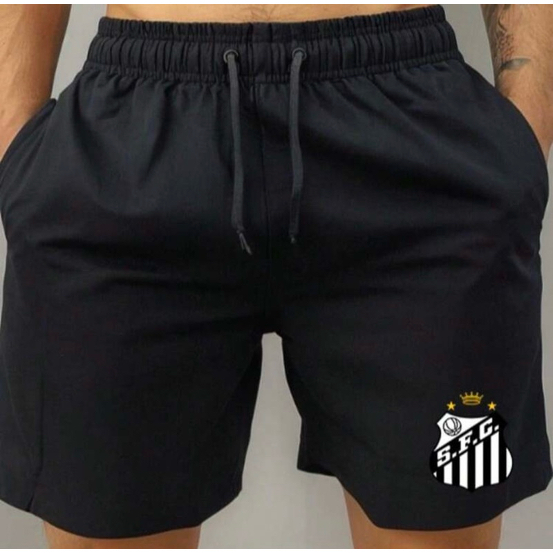 Short Bermuda Tactel Praia Mauricinho Treino Academia Corrida Esportivo Esporte Masculino Futebol Time Santos em Oferta na Shopee
