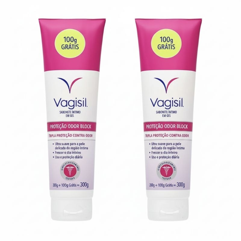 KIT 2 OU 3 UNIDADES SABONETE ÍNTIMO VAGISIL 300G ODOR BLOCK / URINE PROTECT / PH EQUILÍBRIO