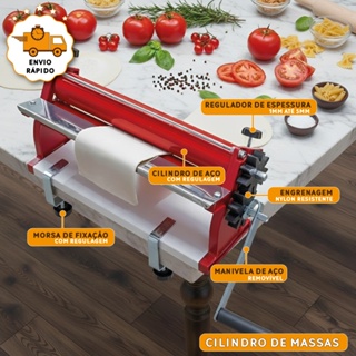 Cilindro De Massas Inox Manual Antiaderente Rolo Máquina Macarrão Lasanha Regulador Espessura 45cm em Oferta na Shopee