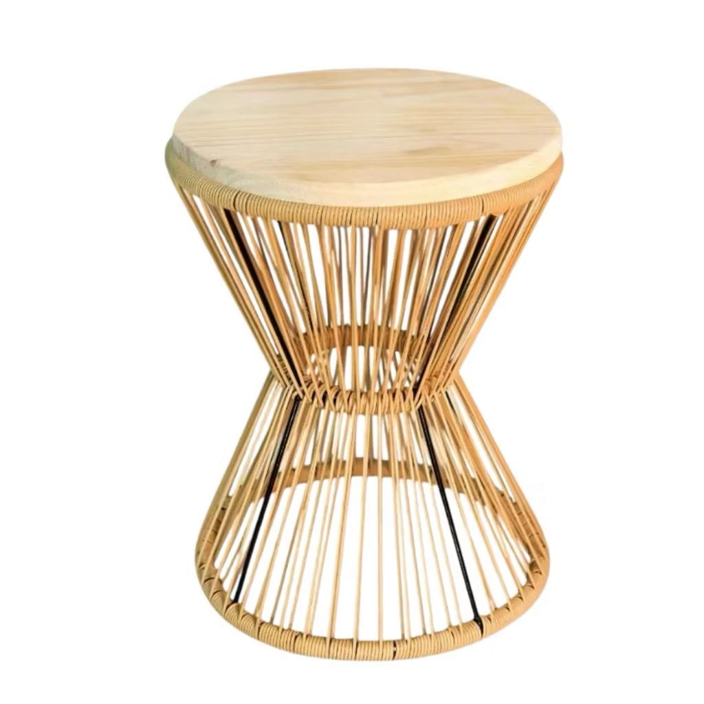 Mesinha Ampulheta Palha 52×42 cm em Fibra Sintética – Ideal para Varanda, Jardim e Área Gourmet em Oferta na Shopee