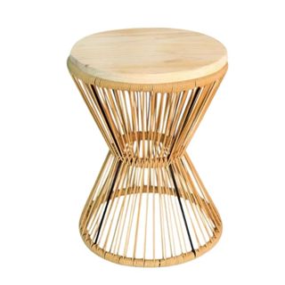 Mesinha Ampulheta Palha 52×42 cm em Fibra Sintética – Ideal para Varanda, Jardim e Área Gourmet em Oferta na Shopee