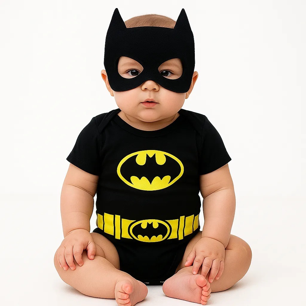 Body Bebê Batman com Máscara Infantil Unissex Tema Super-Herói em Oferta na Shopee