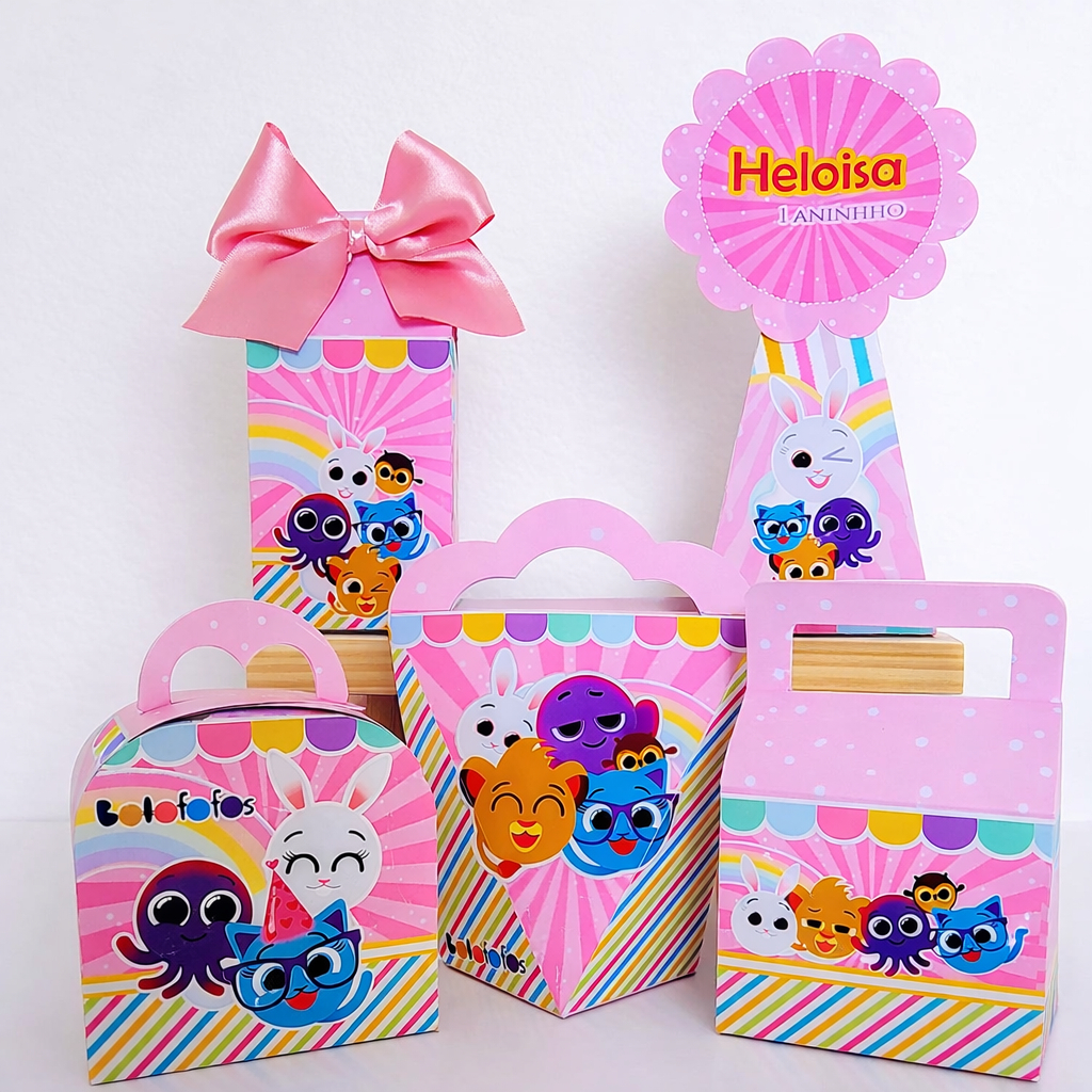 KIT CAIXINHAS PERSONALIZADA |TEMA BOLOFOFOS MENINA |PEGUE E MONTE-LEMBRANCINHA FESTA INFANTIL
