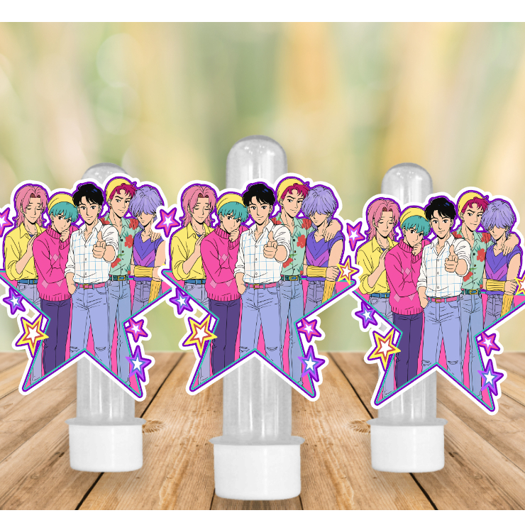 Apliques para Tubete Doces Bolo - Tema  SAJA BOYS -  Lembrancinhas Divertidas para Sua Festas