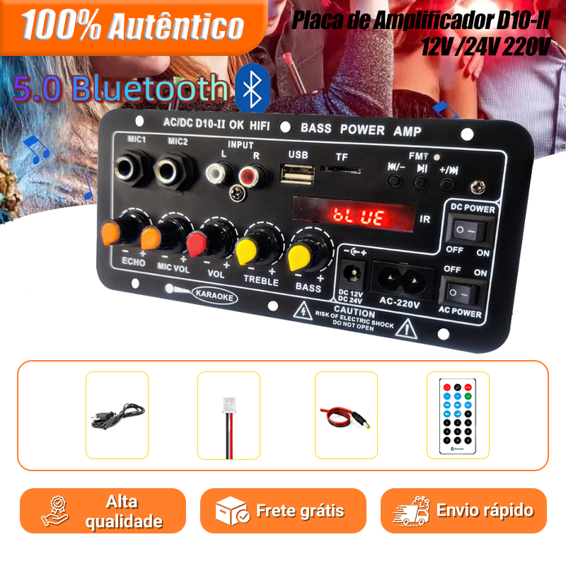 Placa Amplificadora Digital  110/220V 12V, 2 Subwoofer Microfone Duplo Karaokê Amp Alto-falante Home Theater DIY em Oferta na Shopee