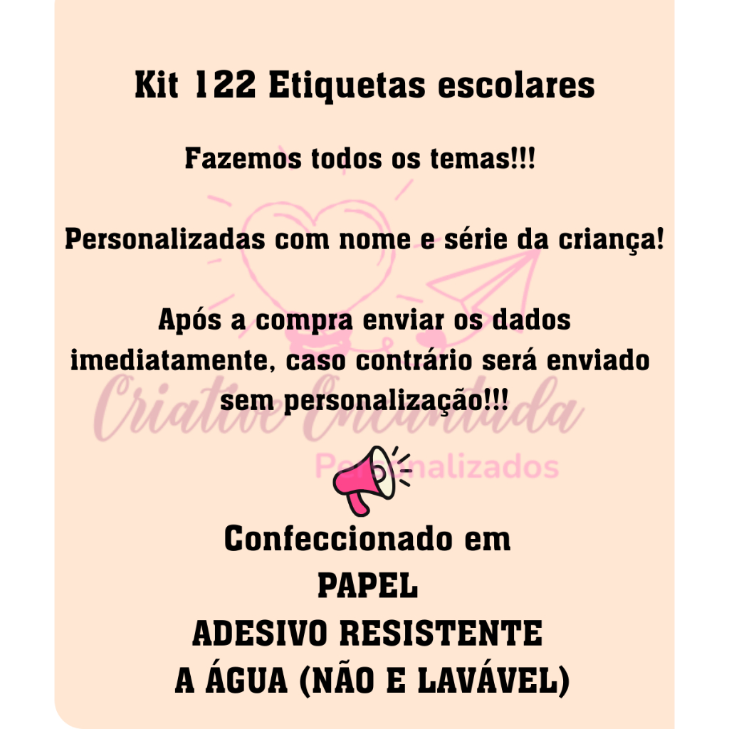 122 Etiquetas Escolares Personalizadas Capivara - Resistente à Água - Etiquetas adesivas